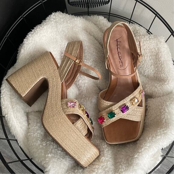 Anthropologie Vicenza Jeweled Summertime Heels - Picture 1 of 7